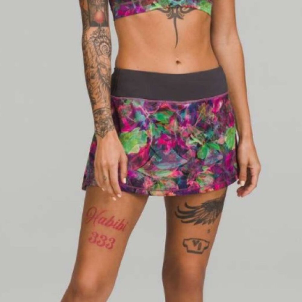 Lululemon Pace Rival Mid-Rise Skirt Skort in vivid Floral Tone Multi Size 10